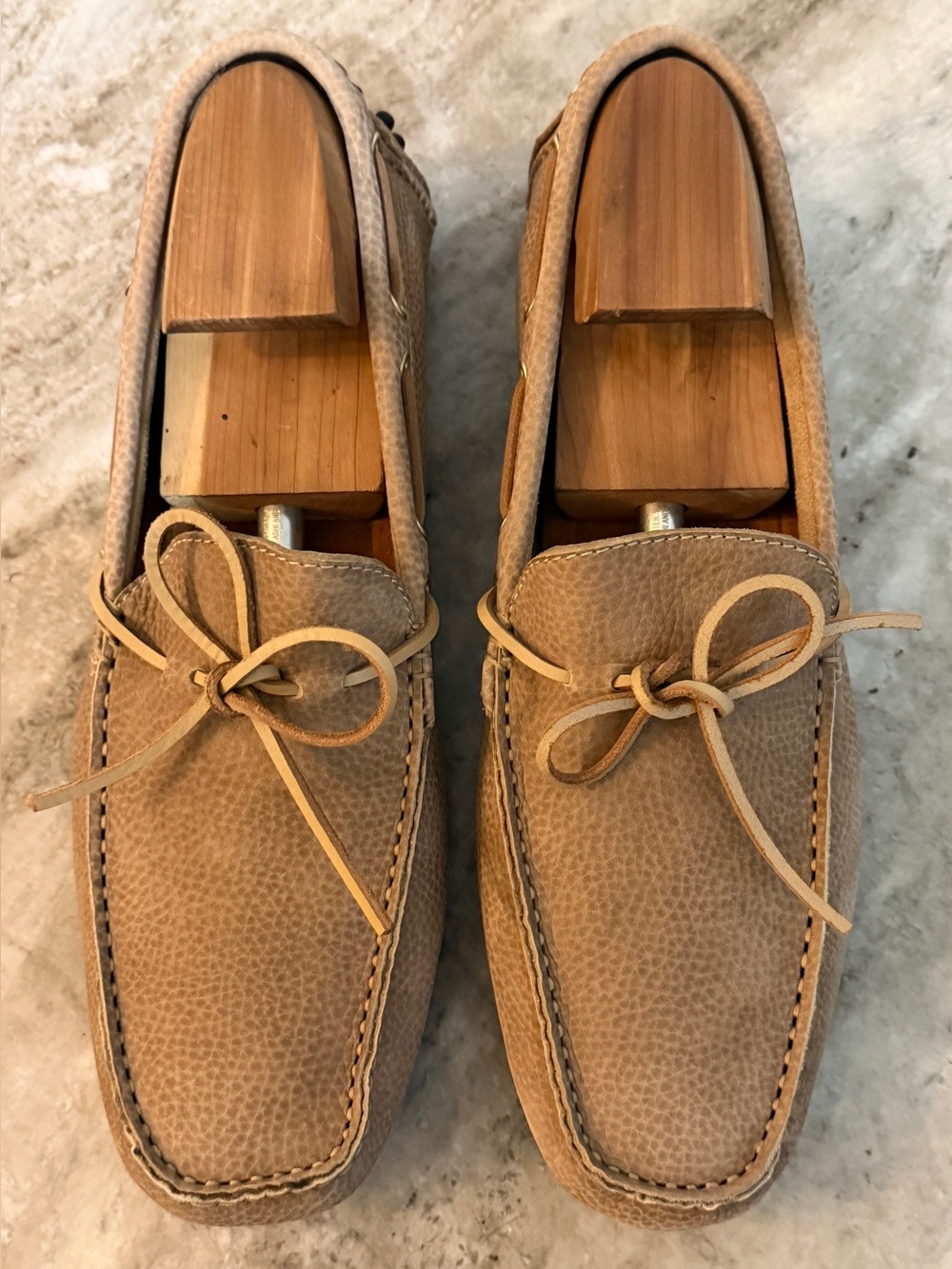 TOM FORD Leather Moccasins Driving Mocs Drivers Taupe Tan Authentic 11.5 $1100